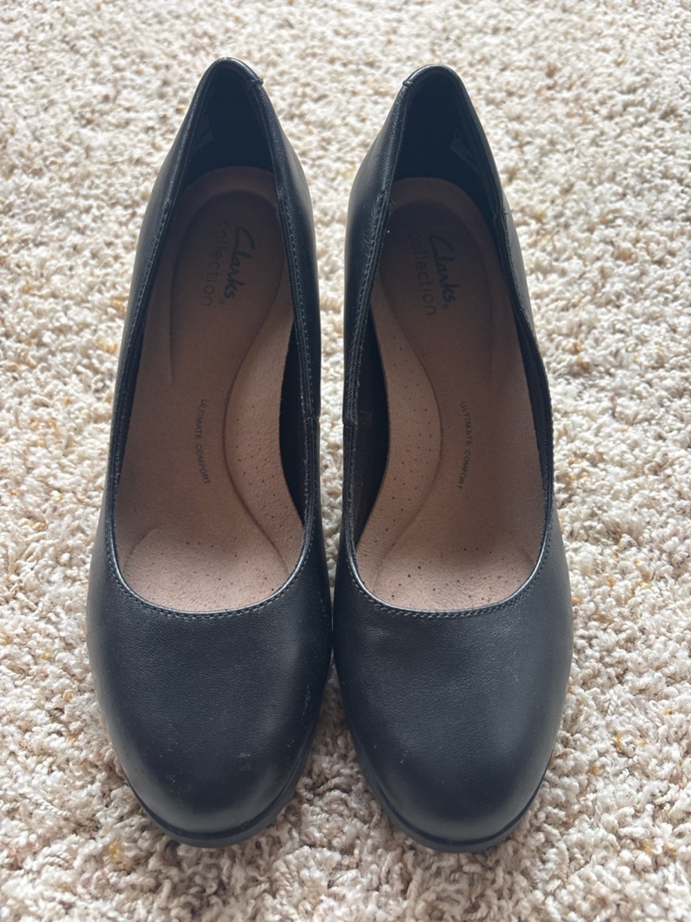 Clarks Bayla Skip Pump Leather High Block heel Shoes Women’s Size 8